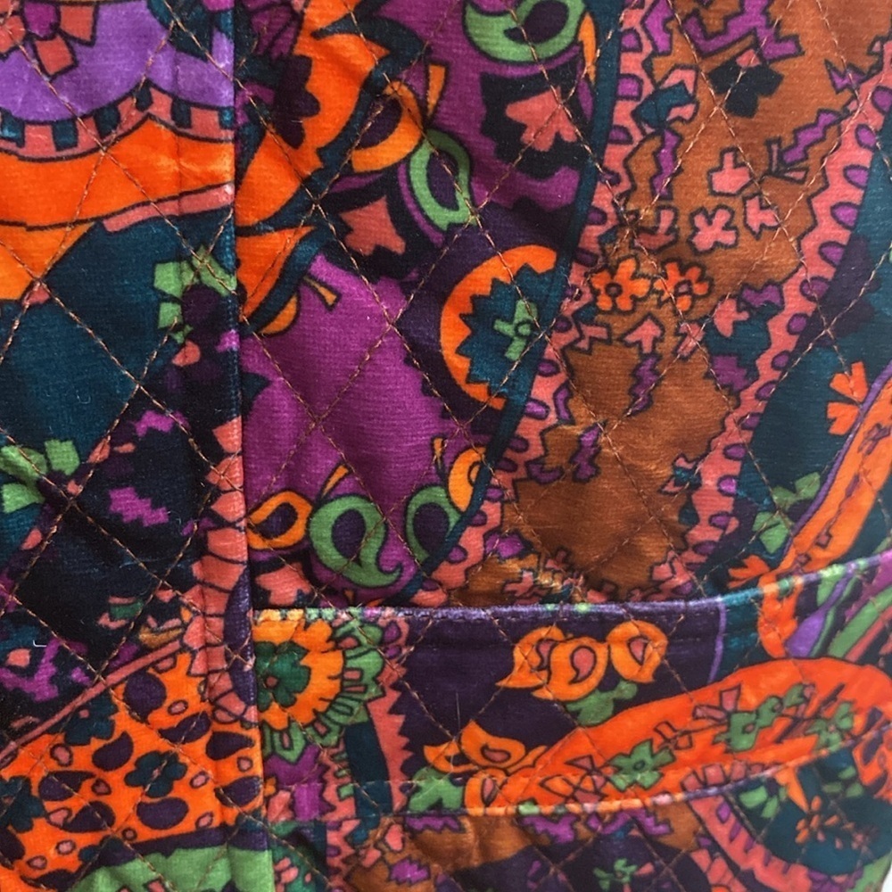 Norm Thompson Quilted Paisley Purple Velour Vest Collared Full Zip Women’s  XL - Picture 6 of 9